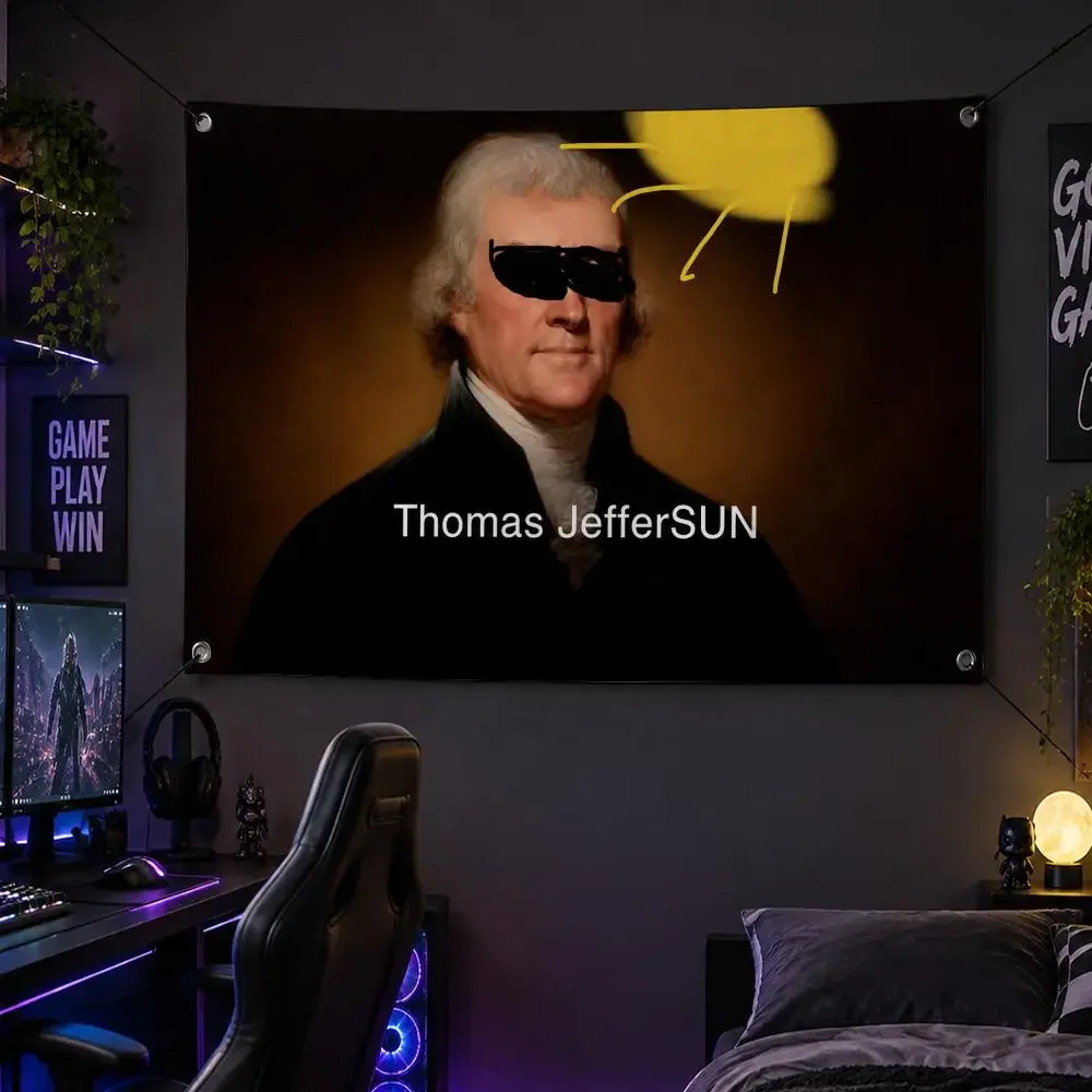 History T-Thomas Jefferson Flags Banner Decor for Bedroom,Garden,Party,Club,Gaming Room,Garage Fan Gift