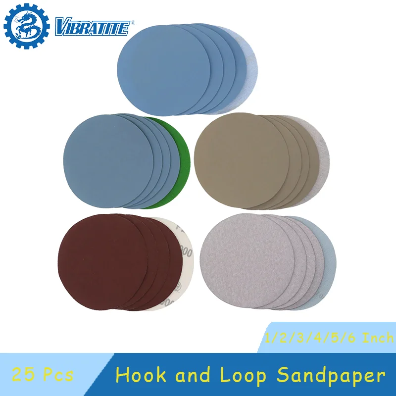 1/2/3/4/5/6 Inch Hook and Loop Sandpaper 25 Pcs Assorted 1000 /2000 /3000 /4000/ 5000 Grit Sanding Paper Round for Polishing