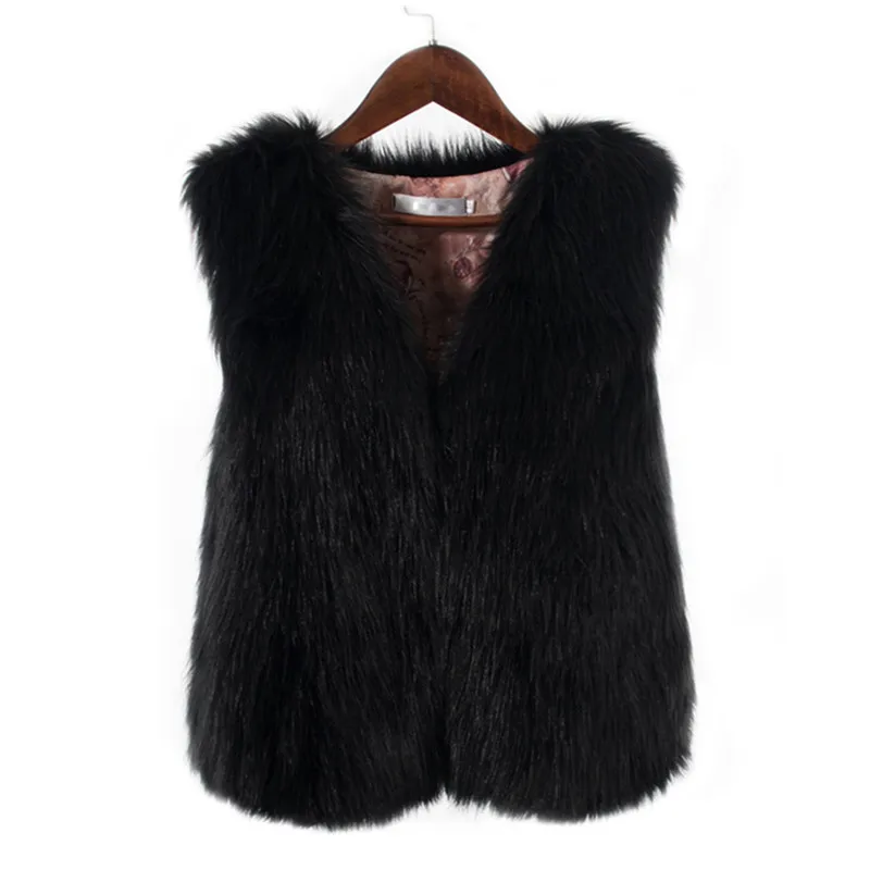 Winter Imitation Fox Fur Vest Women\'s Solid Color V-Neck Sleeveless Women\'s Jacket Casual Warm Fluffy Fur Waistcoat Female 2763