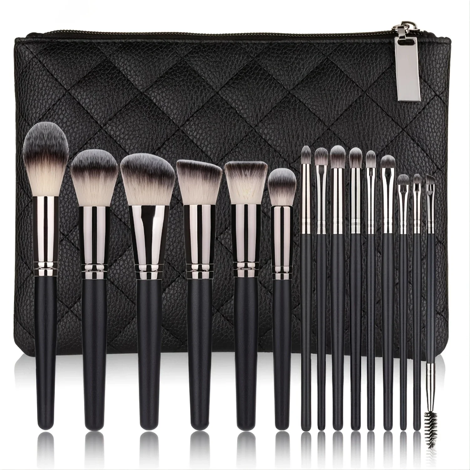 15pcs Professional Makeup Brushes Set with Soft Synthetic Hair and PU Leather Case