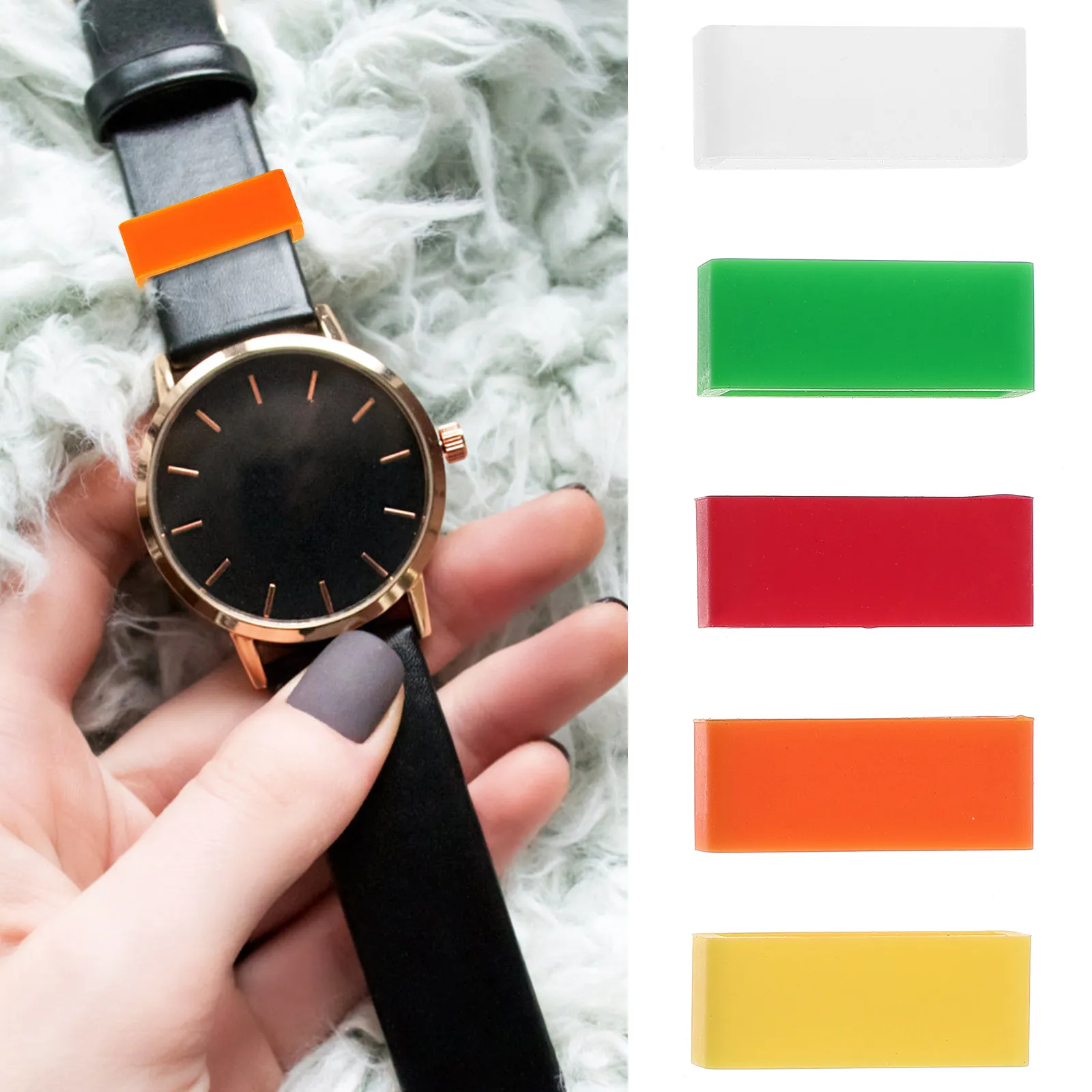 

10 шт. разноцветных силиконовых ремешков для часов, портативные силиконовые держатели-ремешки, замена эластичных фиксирующих колец