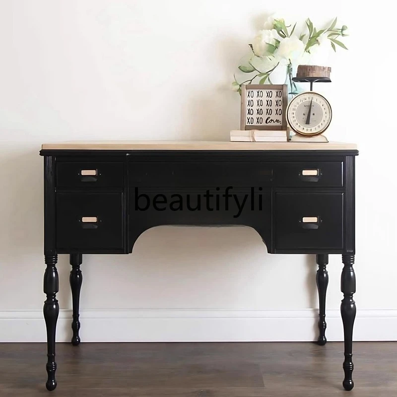 

French Retro Entryway Cabinet Solid Wood Simple Light Luxury Entryway Table Decorative Cabinet