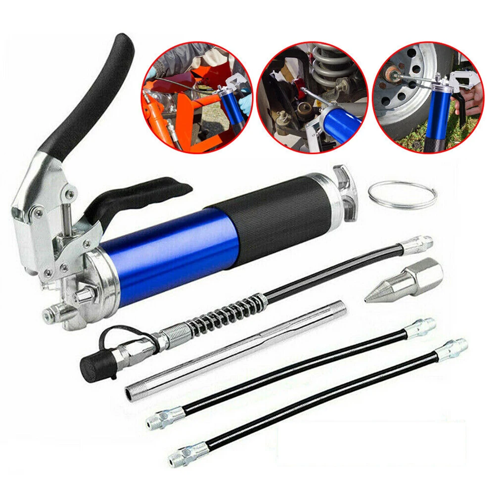 Greasing Injection 400CC Pistol Grip Grease Gun Set Aluminum Alloy Handheld Grease Filling 6000-7000PSI with Flexible Hose