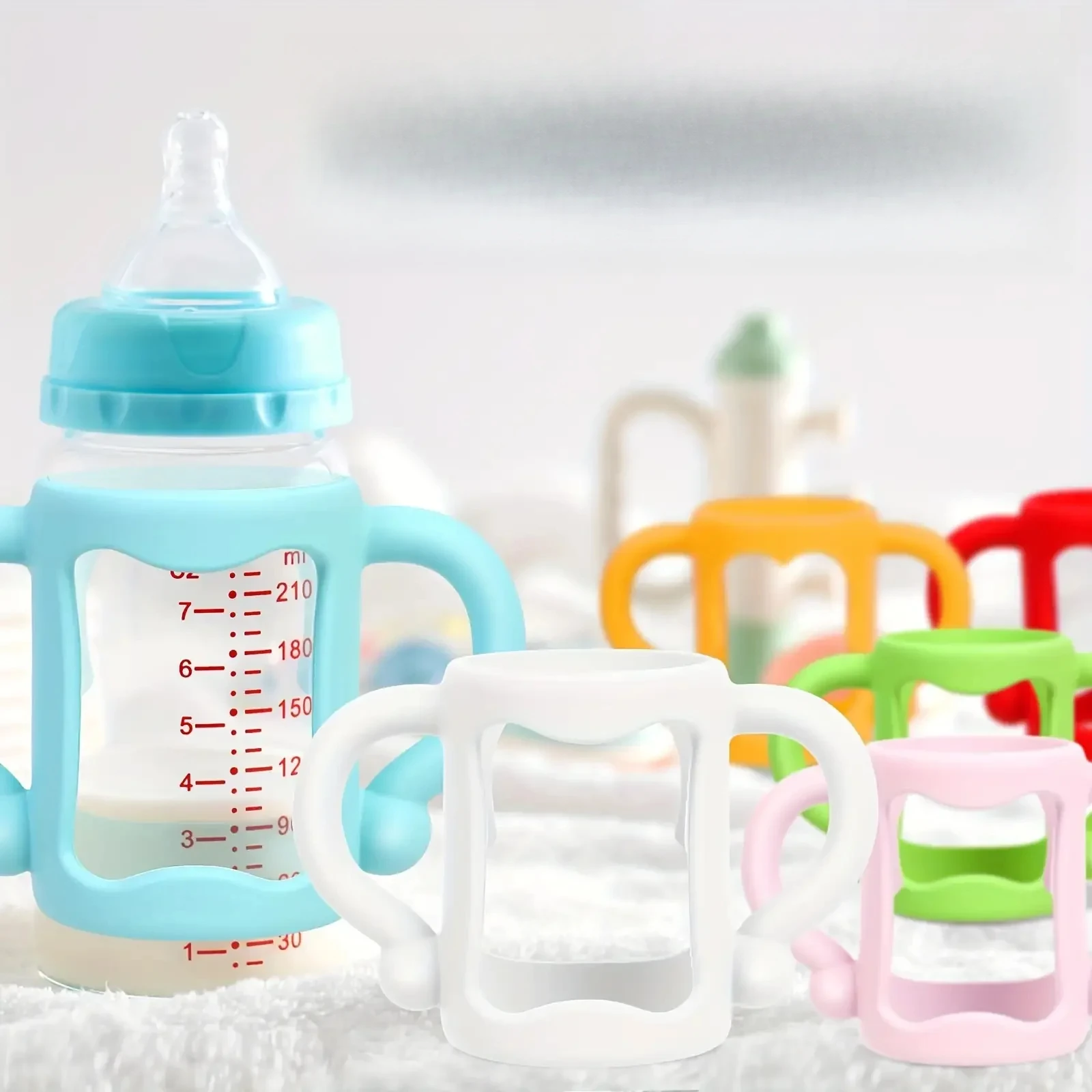 

Универсальная силиконовая ручка для узких детских бутылочек, легко захватывается, подходит для большинства бутылочек — мягкий силикон без BPA.