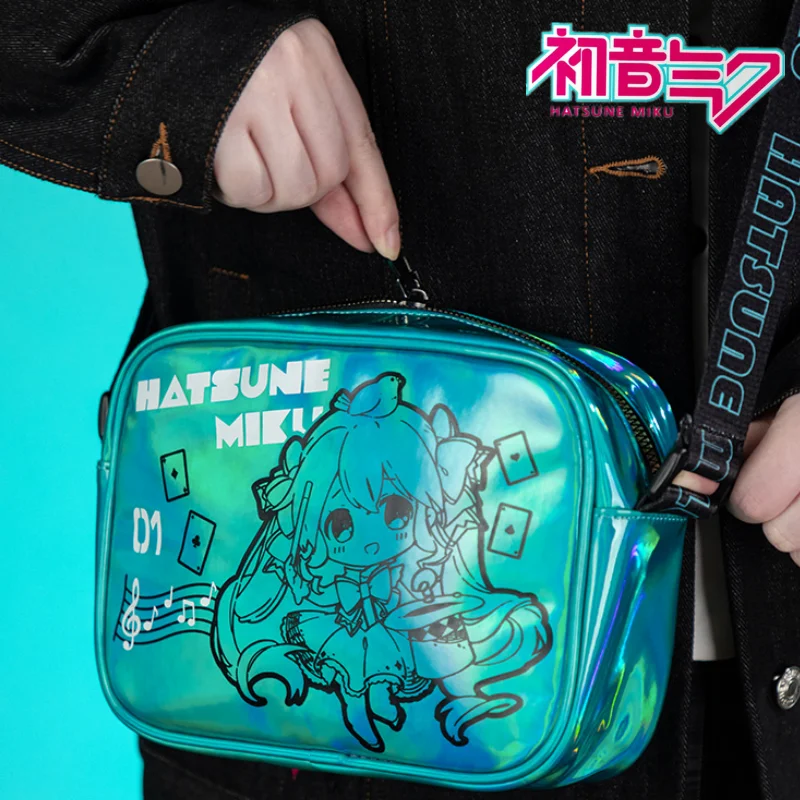 

Original Anime Hatsune Miku Shoulder Bag Magic Laser Figure Packbag Large Capacity Student Diagonal Strap Bag Girls Toy Gift