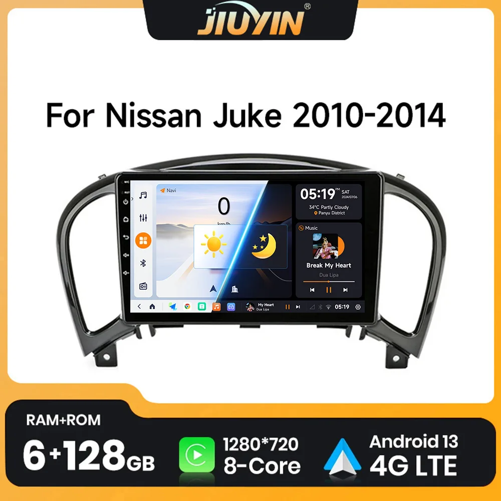 

JIUYIN AI Voice 2 din Android 13 Auto Radio For Nissan Juke YF15 2010 - 2014 Carplay 4G Car Multimedia GPS 2din autoradio