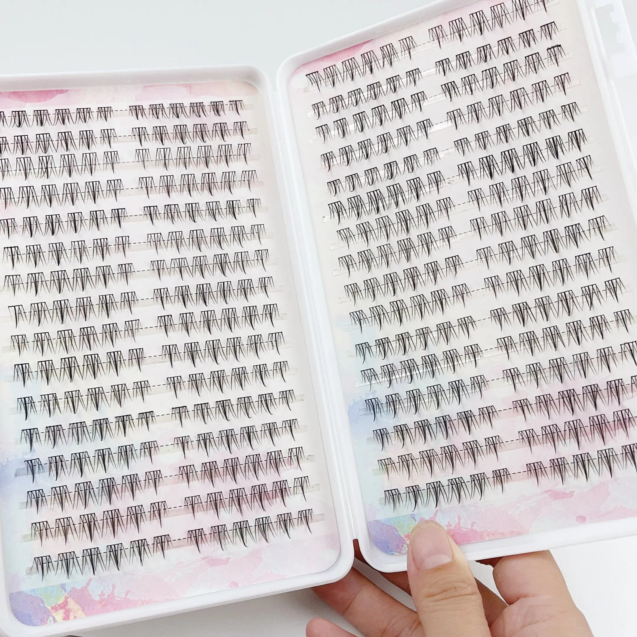 384 szt. Łatwe w aplikacji sztuczne rzęsy w kształcie klasy słonecznika dla kobiet - naturalny wygląd, duża pojemność, skręt D, 10-12 mm