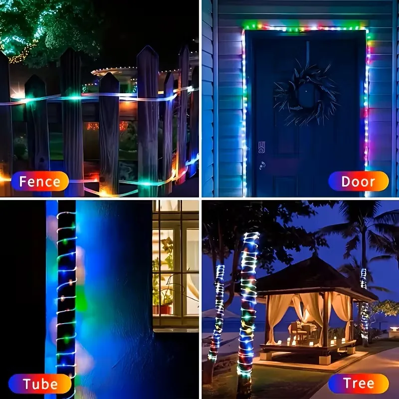 Solar Rope Light Tube with 8 Lighting Modes, Outdoor Waterproof Decorative Lighting for Garden,Wedding, Party & Christmas Decor