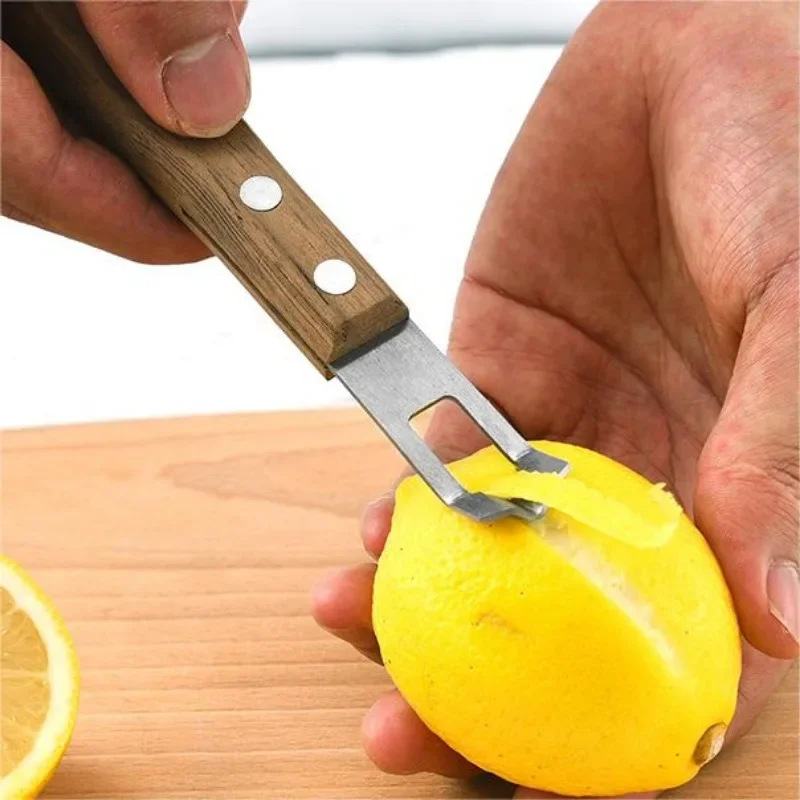 

1PC Lemon Peeler Corrosion-resistant Fruit Peeler Eco-friendly Rust-proof Wood Handle Kitchen Tool Paring Kitchen Gadgets