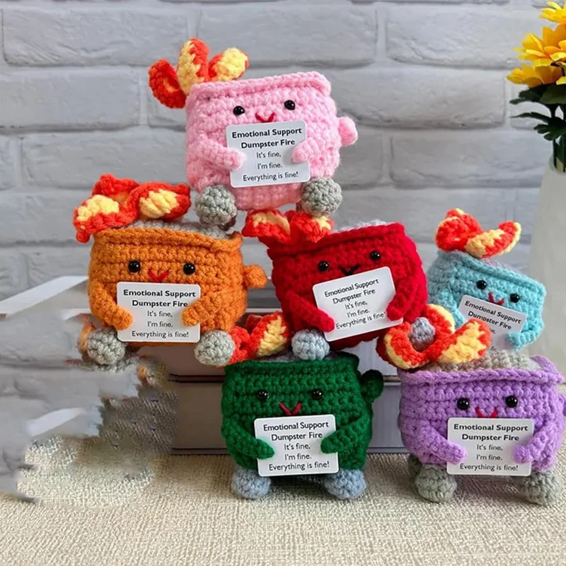 Cute Crochet Dumpster Fire, Funny Crochet Dolls, Handmade Crochet Gifts Toys Gifts For Friends