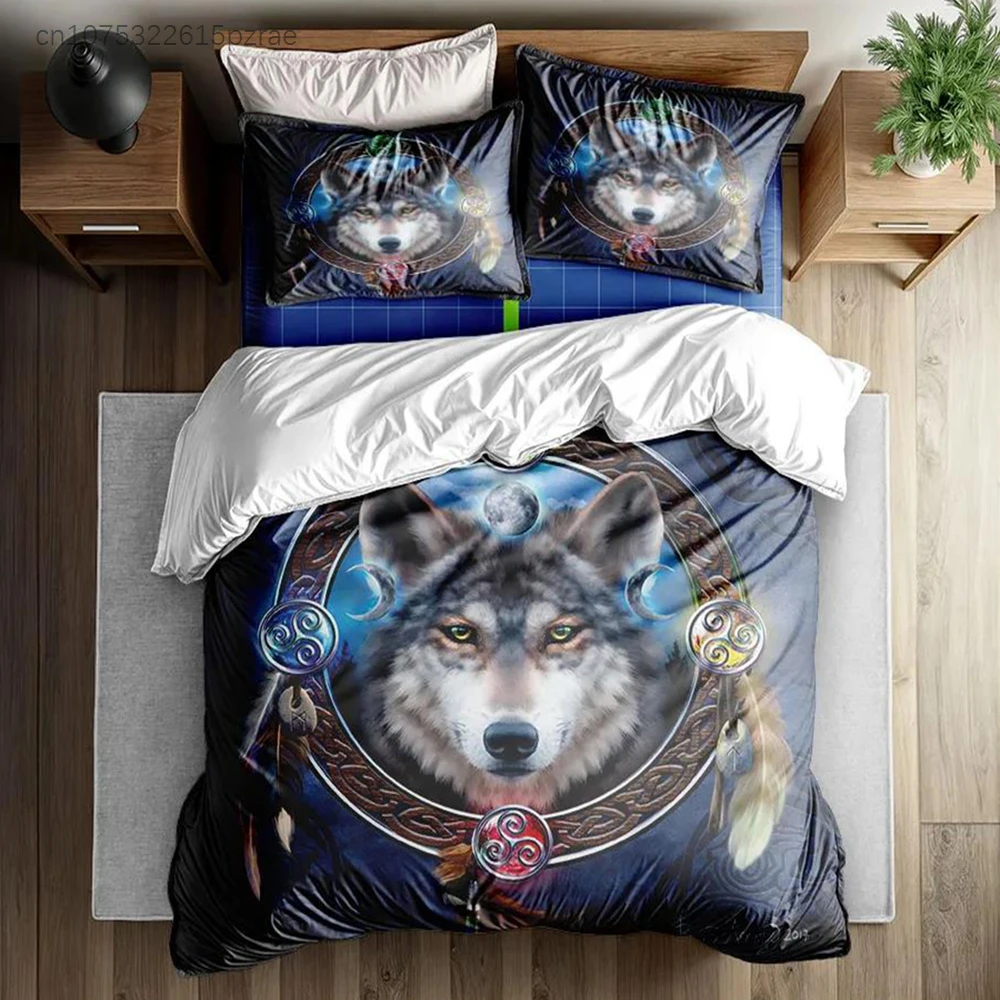 Arctic Wolf Germanic Duvet Cover Set EU Single Double King US Twin Full Queen Size Bed Linen Set
