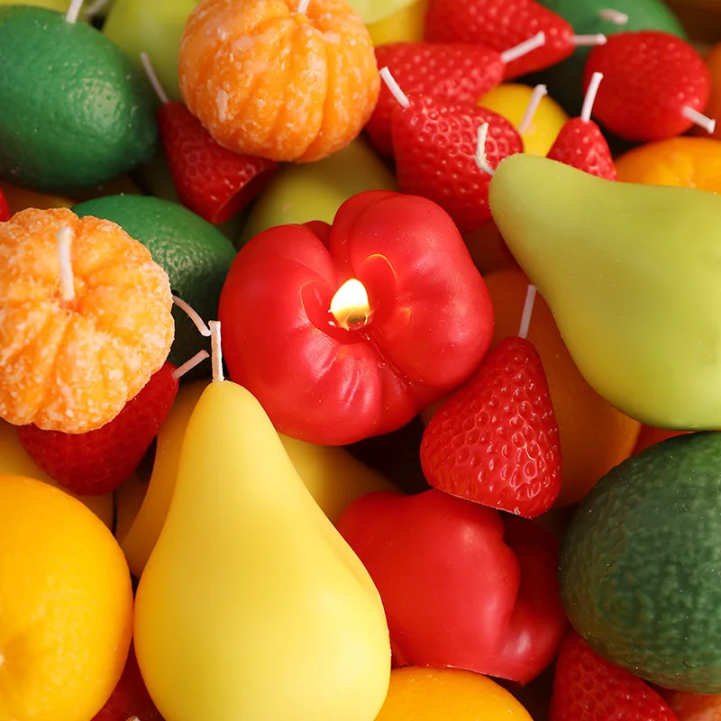 1Pc Simulated Fruit Shapes Scented Candles 7 Scents Fruit Soybean Mixed Wax for Home/Office Fragrance Decoration Gift Avocado
