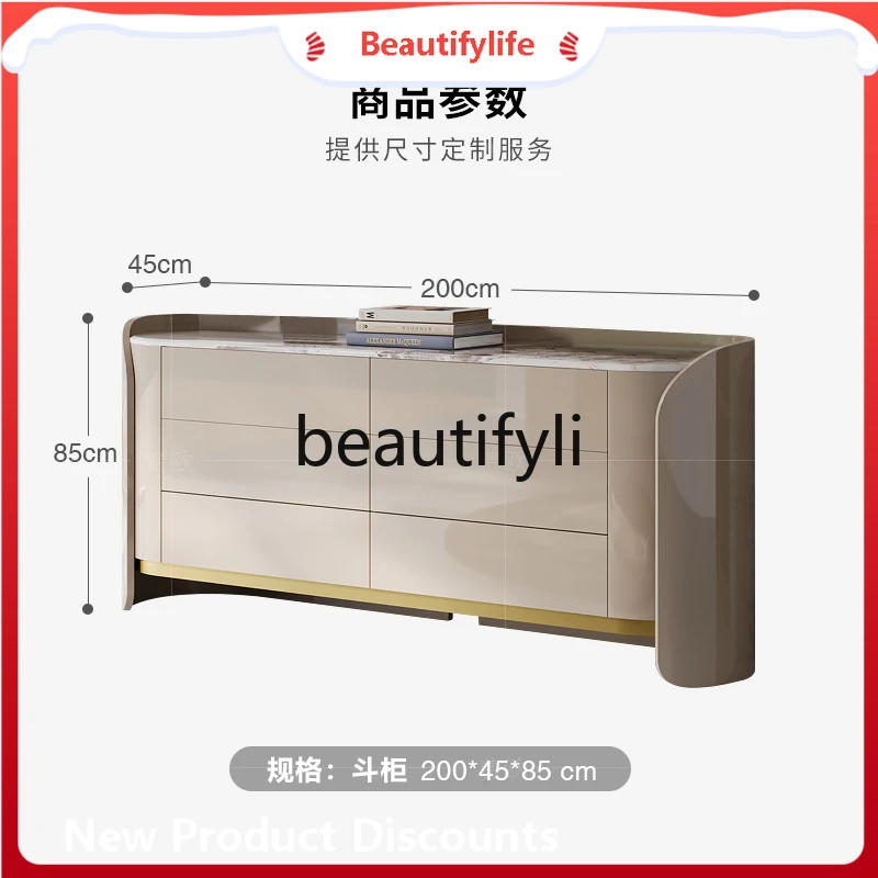 

A32 High-end Light Luxury Italian Style Lacquered Marble Sideboard Bedroom Storage Side Cabinet Entryway Cabinet