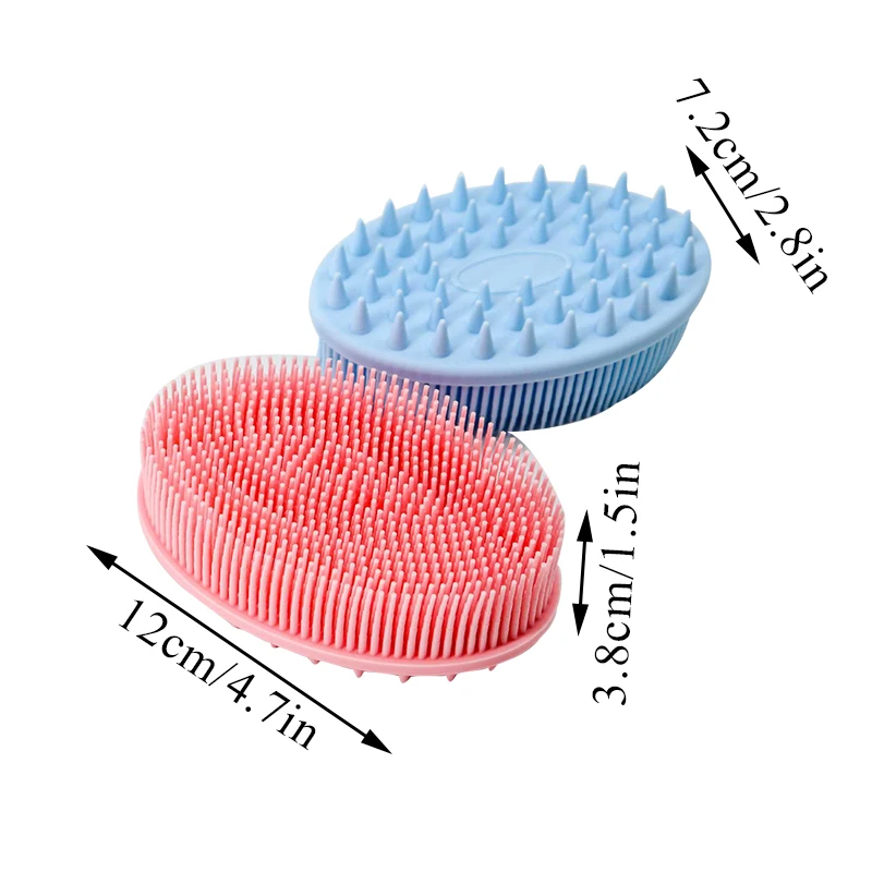 Silicone Body Scrubber Massage Brush Double Sided Bath Brush Hair Washing Comb Exfoliating Loofah Brush Handheld Baby Bath Tool