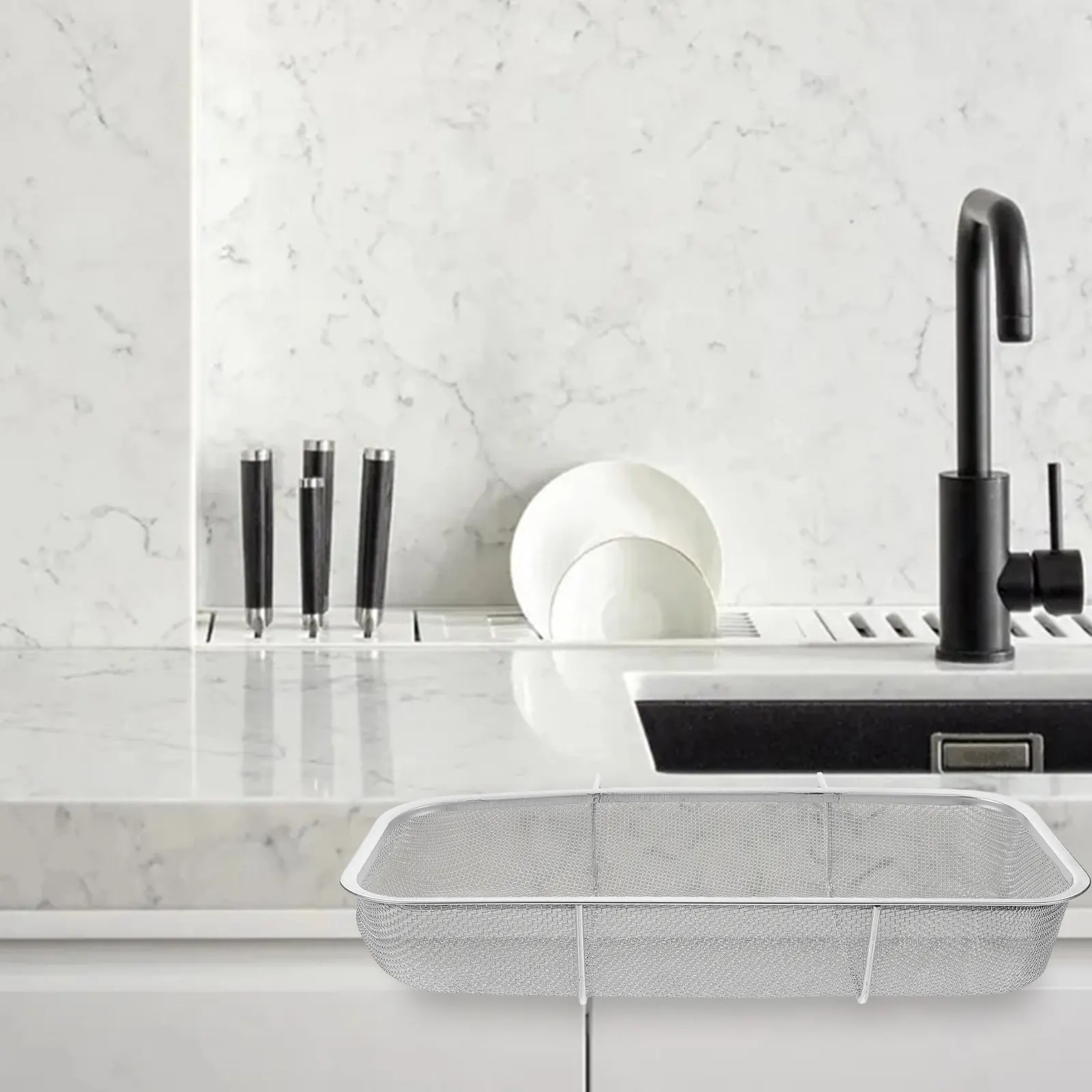 

Heavy Duty Stainless Steel Sink Strainer Basket Hanging Side Drain Design Fine Mesh Food Catcher for Kitchen Vegetable Fruit