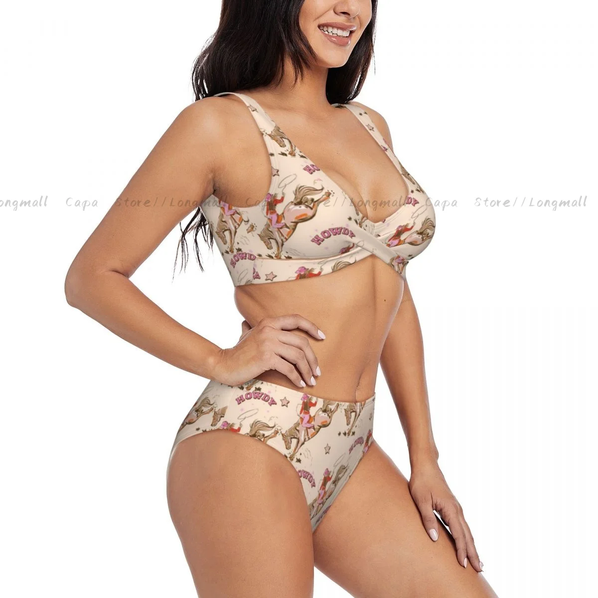 

Sexy Bikini Set Cute Rodeo Cowgirl Pattern Swimwear Women Two Pieces Swimsuit Beachwear Female Bathing Suits
