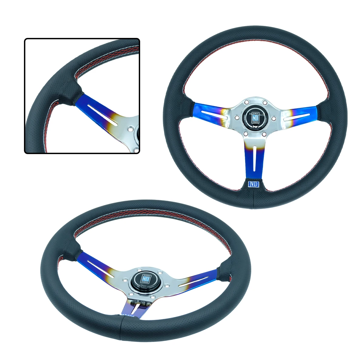 

Roast blue bracket 14inch 350mm Racing Flat Steering Wheel Auto Universal Leather Simulated Racing Game Steering Wheel