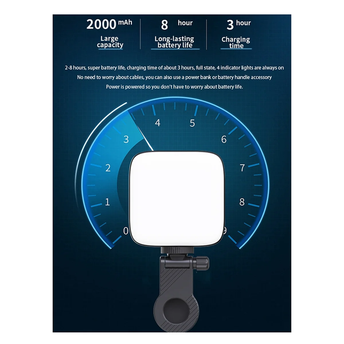 Effizientes Mini-LED-Fülllicht, zweifarbige Beleuchtung, kalt, für Kamera-Licht, Schwarz