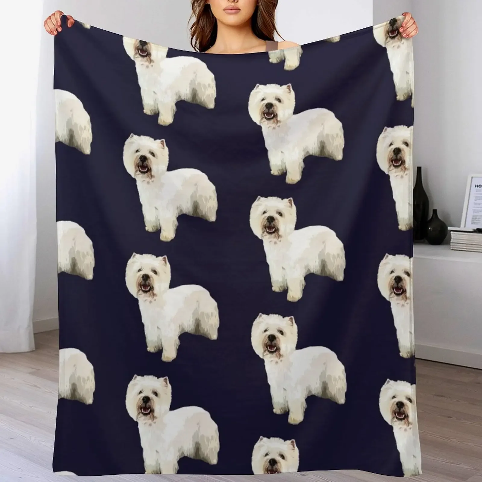 

Westie West Highland Terrier Throw Blanket Tourist Thermals For Travel Soft Big Luxury Blankets