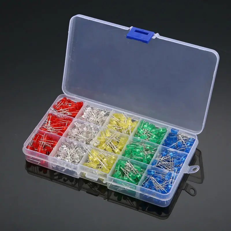 WieshammLight-LED Diode, DIY Kit, Yellow, Red, Blue, Green, White, 3mm, 500pcs per box