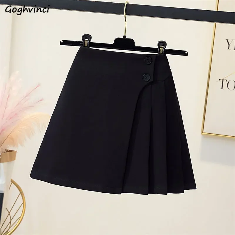 

A-line Mini Skirts Women Sweet High Waist Simple Streetwear Summer All-match Preppy Style Casual Students New Ulzzang Popular