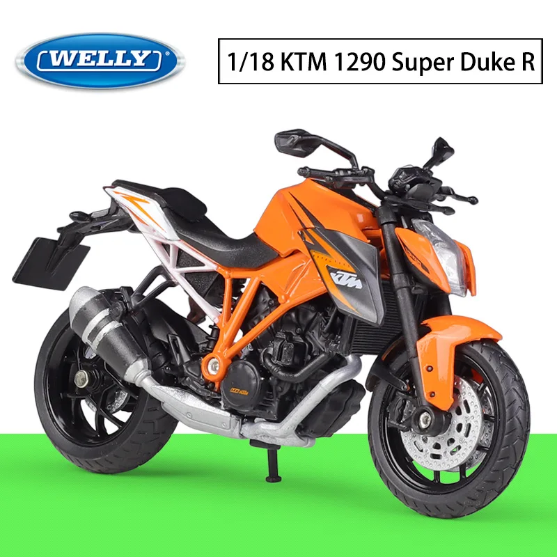 WELLY 1:18 KTM 1290 Super Duke R Heavy Locomotive Simulation Alloy Motorcycle Finished Model Boys Cool Car Model Toy Funny Gifts