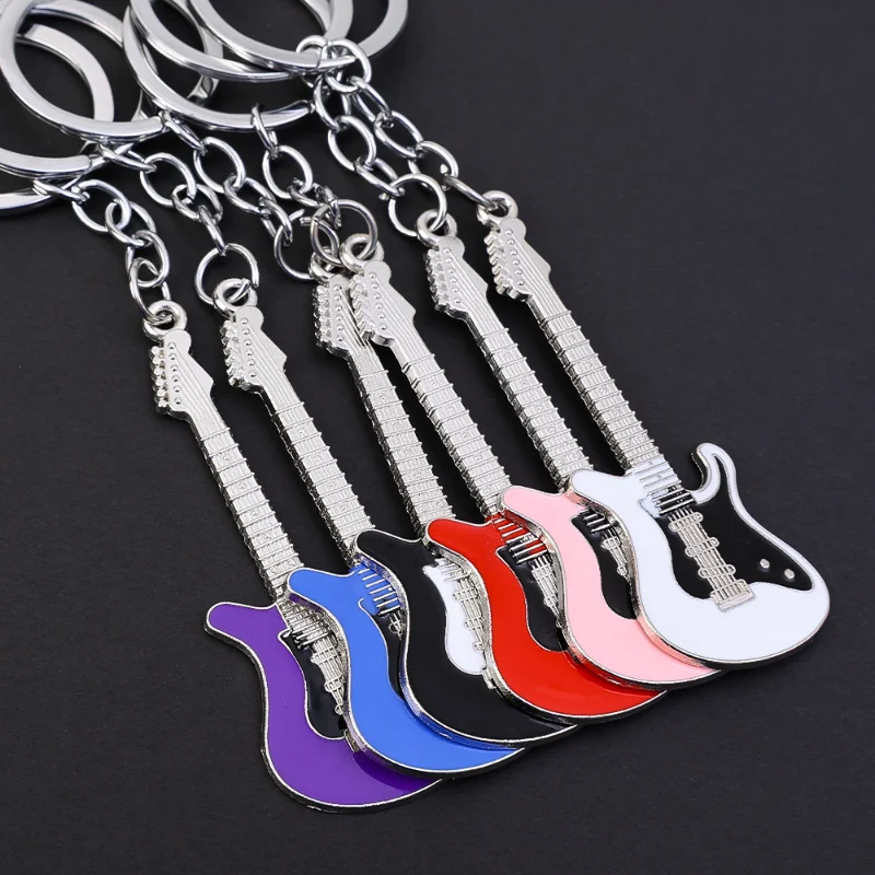 Creative Guitar Key Chain Customized Keychain Simple Boutique Beautiful Cute Guitar Key Chains Pendant Birthday Gift Key Ring