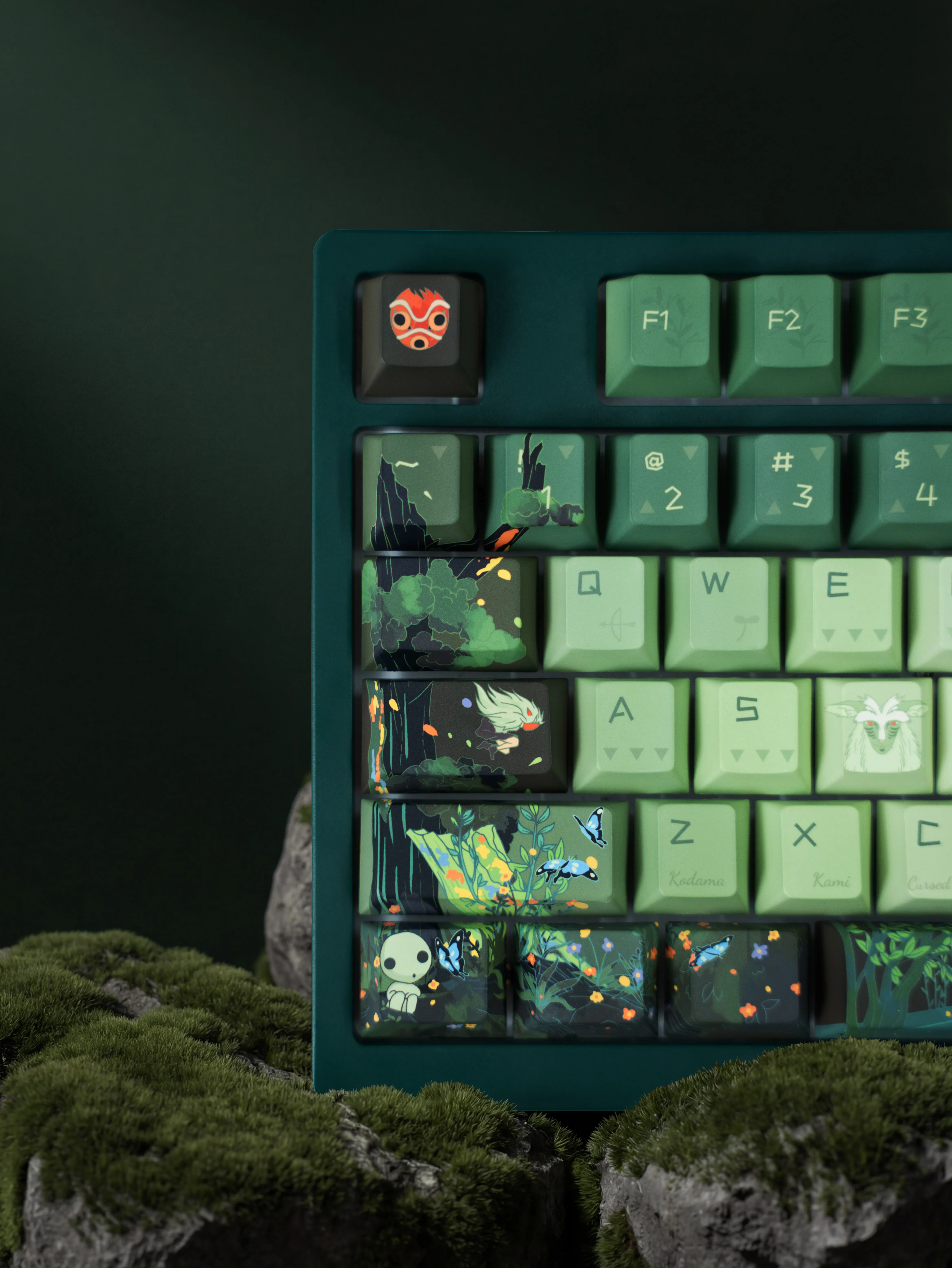 Anime P-Princess M-Mononoke Themed Green PBT Keycaps for Mechanical Keyboards 141/137