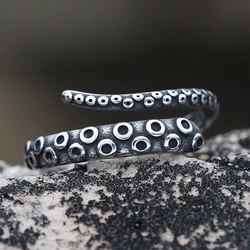 Fashion Men Rings Retro Colour Stainless Steel Vintage Octopus Style Irregular Pattern Trendy Accessories For Man Women Gift