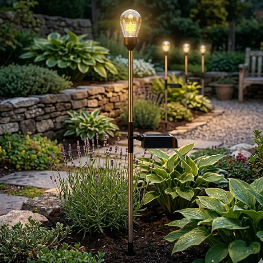 Solar Powered Solar Light IP65 Rated 3000K Tungsten Filament LED Lawn Light Simple Installation Stake Lights Solar Pathway Light