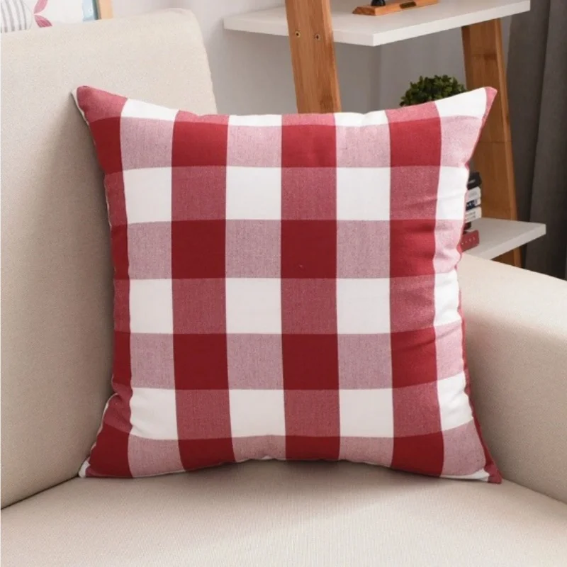 4 fundas  cojín mornas y minimalistas a cuadros rojos, estampado a rayas, funda  cojín para sofá  sala - impresión  un