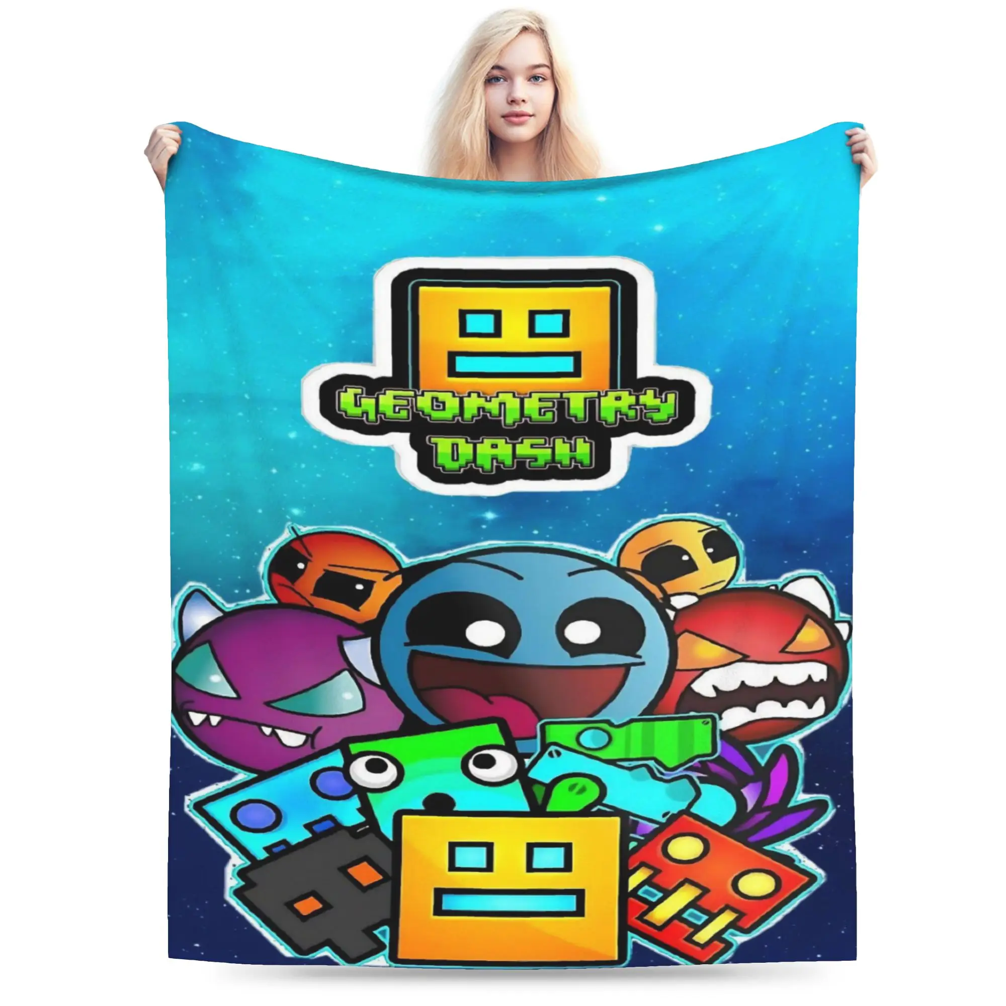 Relax Geometry Dash Games Blanket Stuff Home Decorative  Throws And Blankets Ultra-Soft Velvet for Car