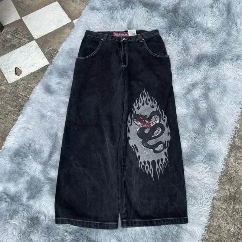 JNCO-Jeans Baggy Bordado Vintage Masculino e Feminino, Y2K, Hip Hop, Streetwear Goth, Harajuku, Casual Perna Larga, Alta Qualidade