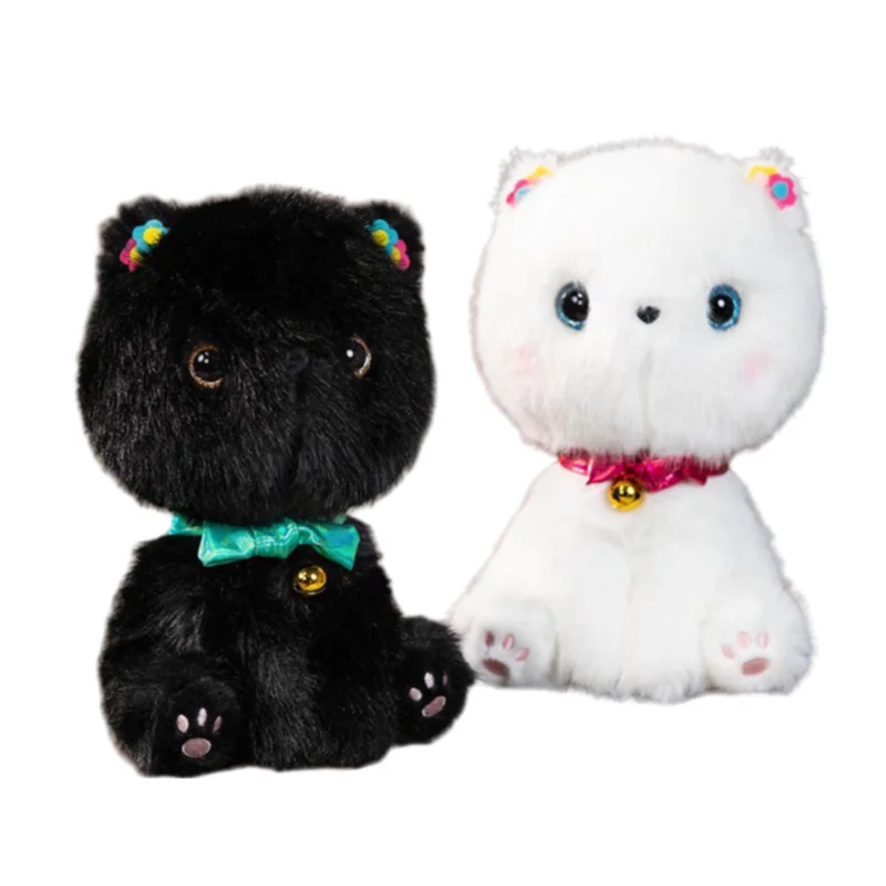 

25CM Kawaii Creative White Black Cat Soft Plush Toys Accompany Dolls Sofa Decoration Girls Kids Birthday Christmas Gifts