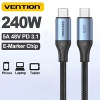 Vention PD 240W USB Type C to Type C 5A 48V Fast Charger Braided Cable Data Cord CarPlay Wire for Samsung S24 iPhone 16 Macbook