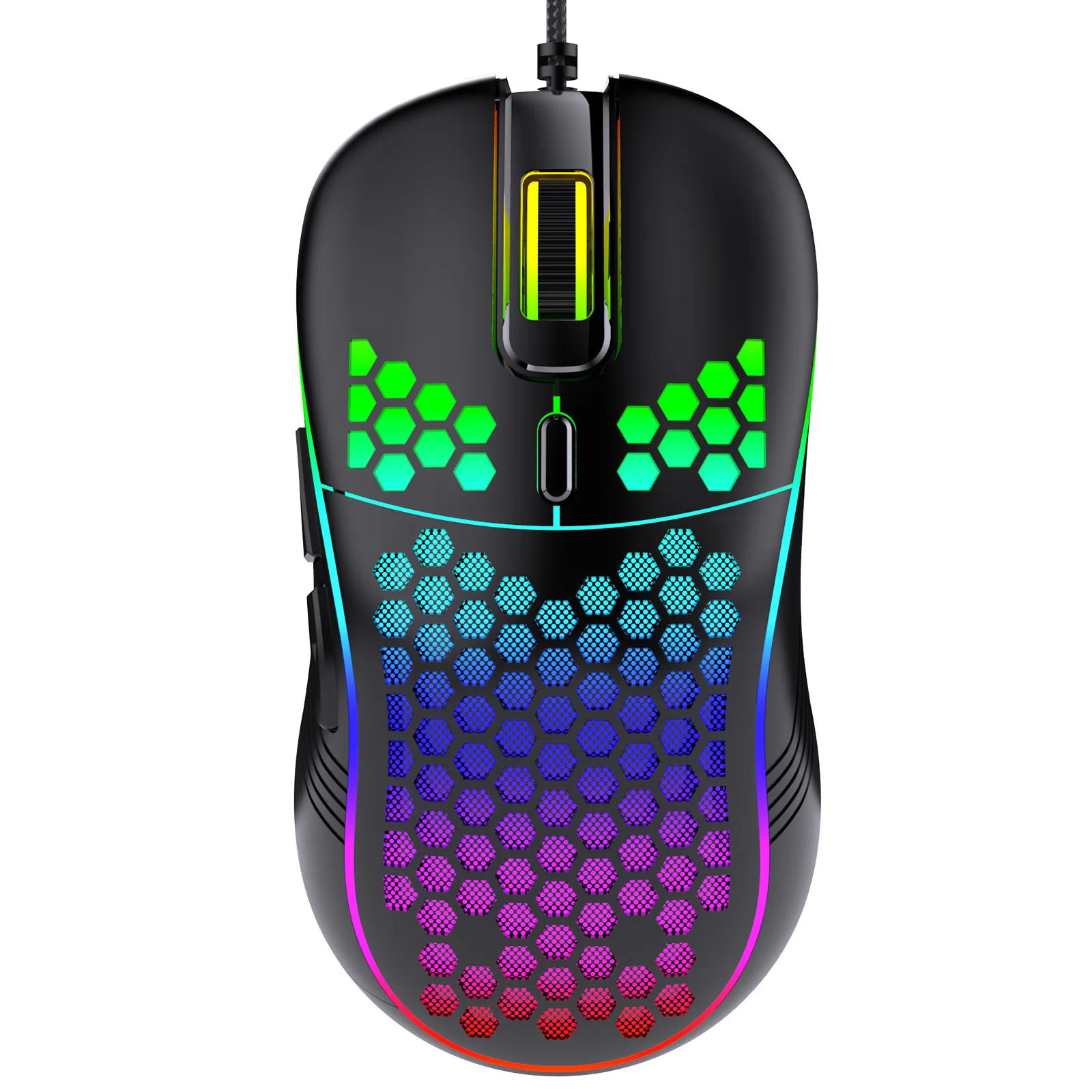 Rechargeable Wireless USB Wired Dual Mode Gaming Mouse, Lightweight Hollow Honeycomb Ergonomic 7200DPI Adjustable RGB Luminous O