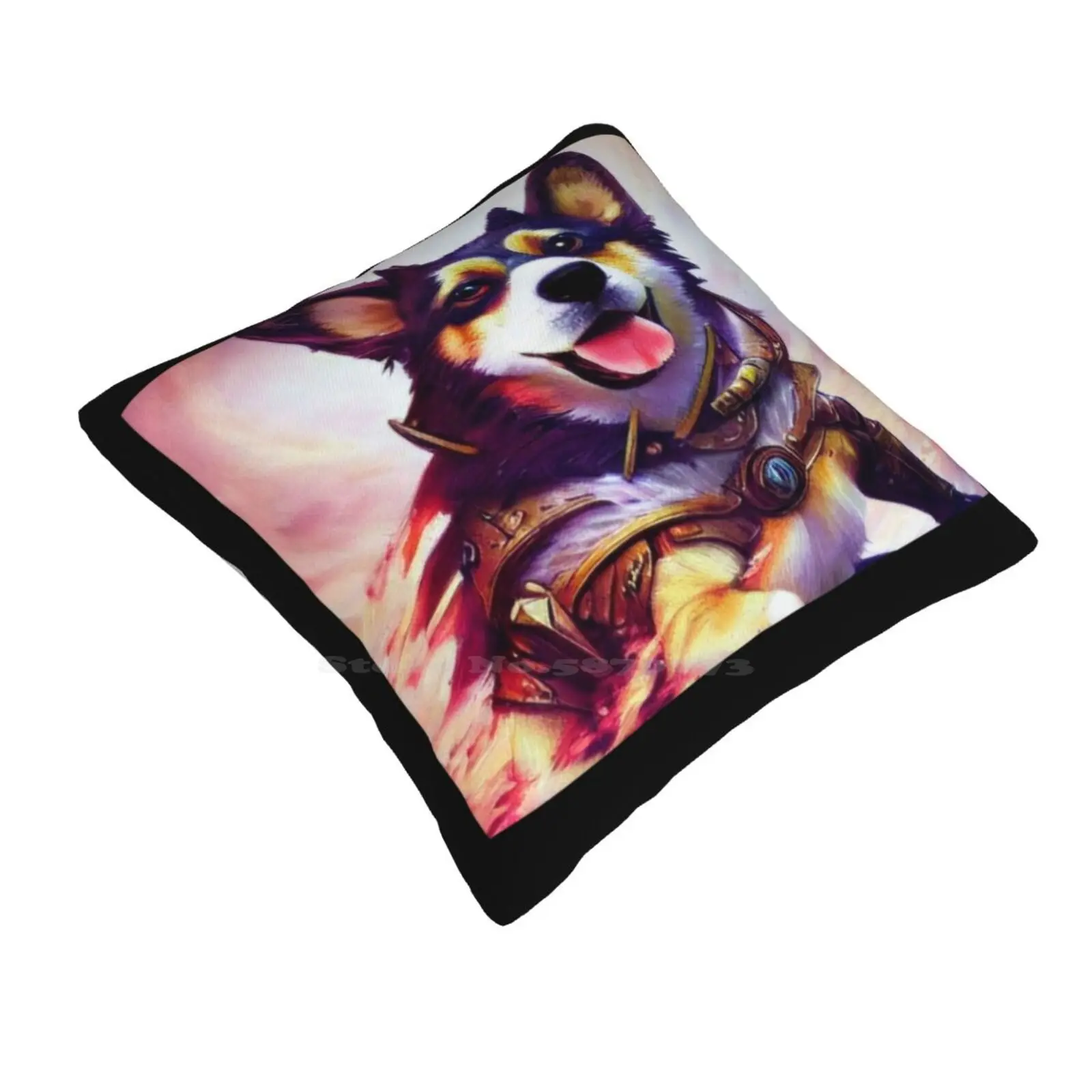 Ai Generated Art , War Corgi Throw Cushion Pillow Cover Ai Art Ai Generated Art Pets Ai Corgi War Corgi Battle Corgi D20