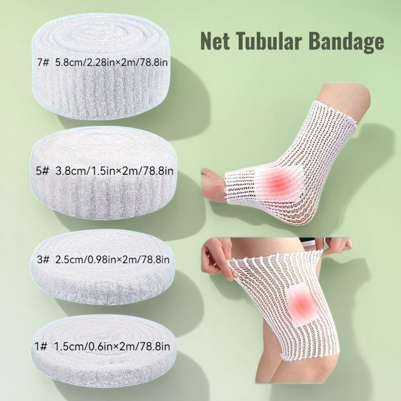 1 Roll 2m 78in Soft Breathable Elastic Mesh Bandage Cut Length Finger Arm Palm Knee Leg First Aid Wound Sports Protective Tape