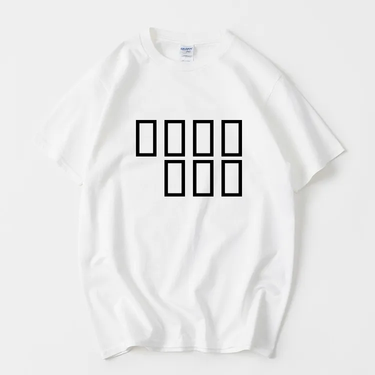 루즈핏 코튼 반팔 라운드넥 한자 프린트 티셔츠 여름 캐주얼웨어 편안하고 통기성 좋은 재미있는 프린트