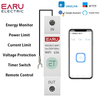 63A WiFi Smart Circuit Breaker 1P With Metering Din Rail Timer Relay Switch For Ewelink App Smart Home Alexa Google Home kWh