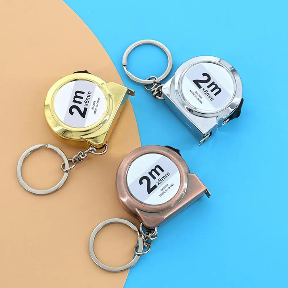 سلسلة مفاتيح محمولة صغيرة الحجم بطول 6 أقدام/2 متر، شريط قياس صغير بحجم الجيب، شريط قياس سلسلة مفاتيح سهل القراءة قابل للسحب