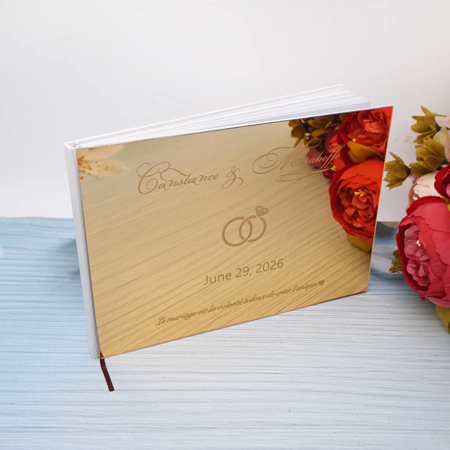 Custom Acrylic Cover Wedding Guest Book Anniversary Gift Personalized Wedding Sign Book