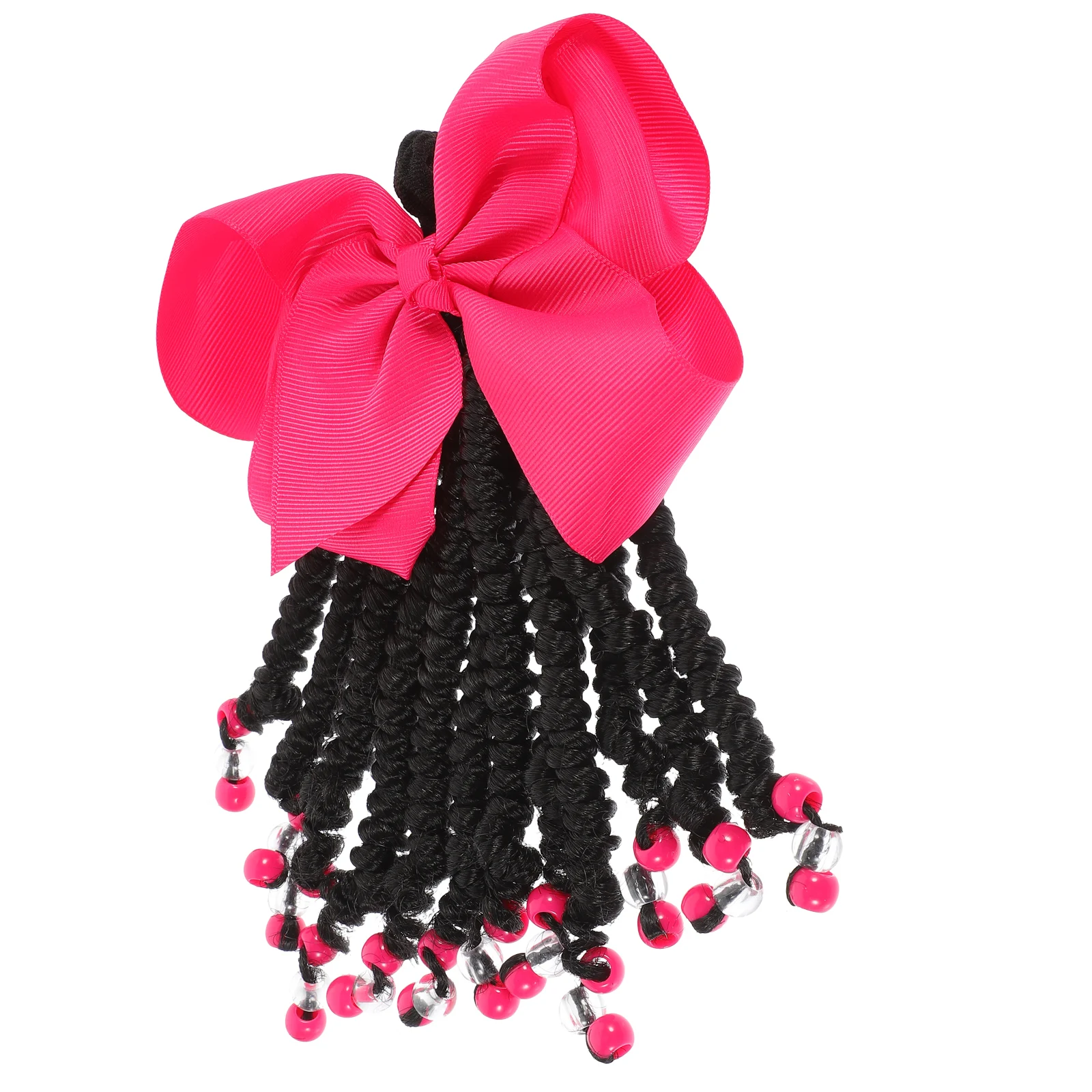 

Ponytail Hair Accessories 6 Inch Bowknot Braided Ponytail Extension Kids Rose Transparent Women Hair Extensions Decor Braided