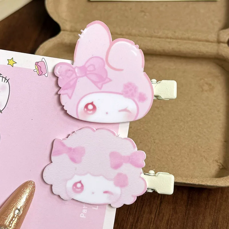 

New Kawaii Sanri My Melody Hairpins Cartoon Sugarbunnies Hair Clips Girl Sweet Bangs Side Clip for Kids Friend Birthday Gift