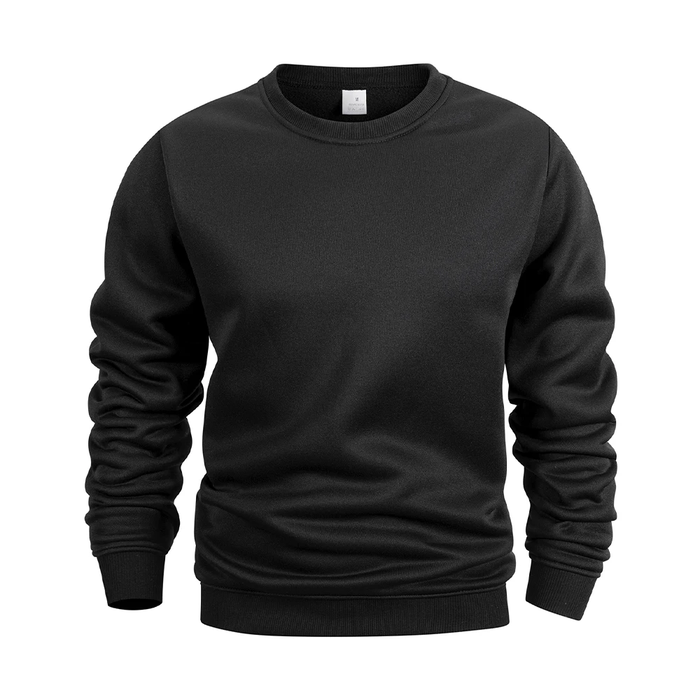 Męskie podstawowe bluzy z kapturem bluzy z wycięciem pod szyją moda męska Casual sportowy sweter z okrągłym dekoltem Streetwear solidna bluza z kapturem — zdjęcie 3