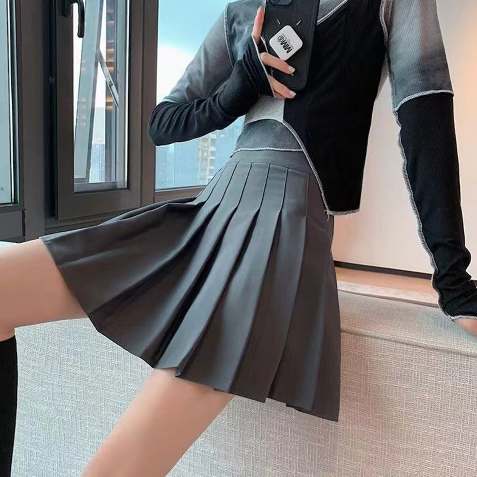 

2026 High Waist Skirt Womem Solid Black Preppy Pleated Mini Skirt Summer Fashion Korean A-line Short Skirt Girl Y2k Cute Skirt