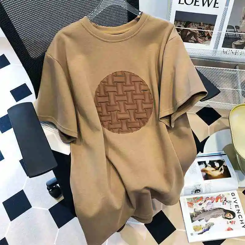 Large Size Korean Loose Summer Fashion Women Casual T-shirt Printing Round Neck Short Sleeve Comfortable Youth High Street Tops