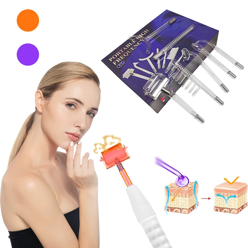 

7-in-1 High Frequency Facial Machine For Hair Face Anti Aging Therapy Acne Tool Neon+Argon Wands Skin Care(no handle）