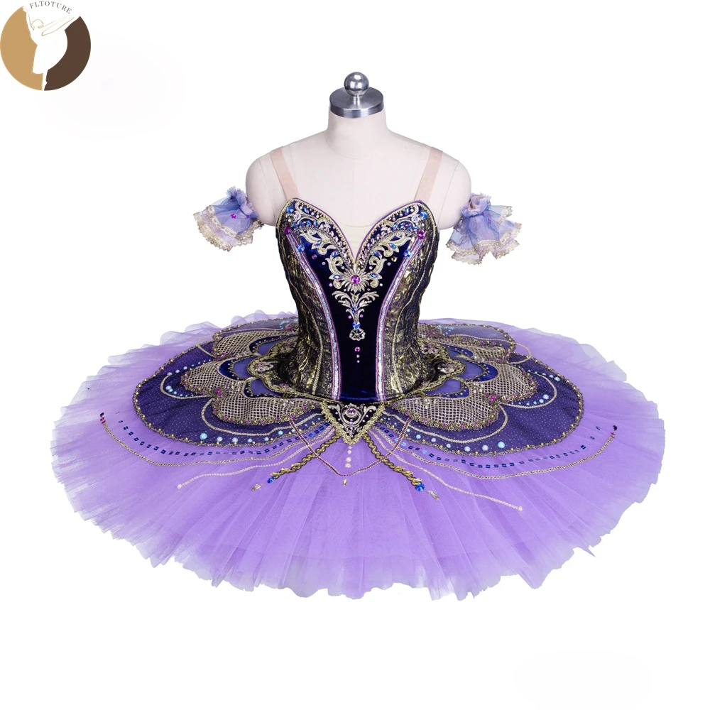 FLTOTURE  2025 New Arrival Classical 10 Layers Women Girls Ballet Competition Dance YAGP Performance Pancake Purple Tutu Skirt