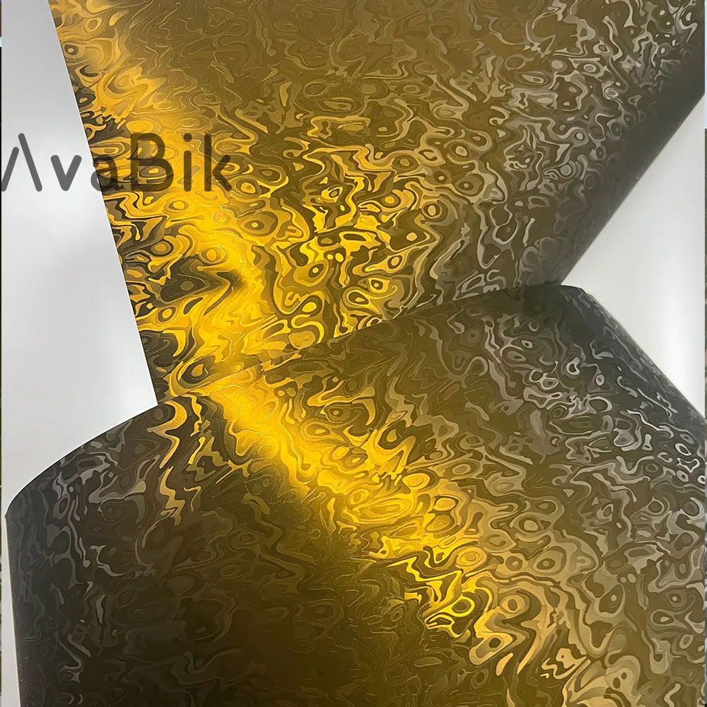

PET Damaskus Gold Carbon Vinyl Matte carbon fiber Gold Car Interior Sticker DIY Motorcycle Wrap Auto Wrap Film With Air Release